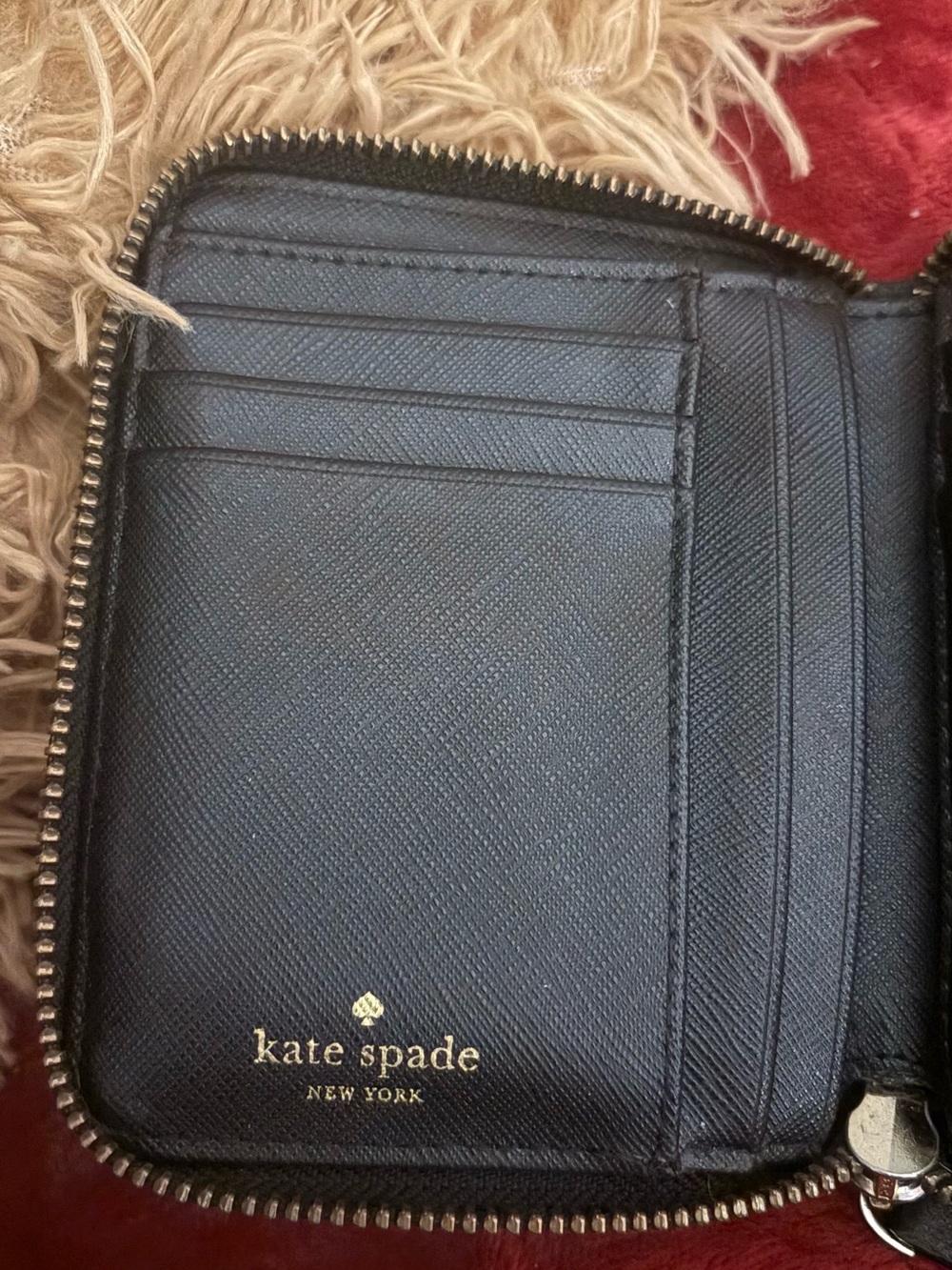 kate spade Black Textured Zip-Around Wallet with Gold Plaque - Picture 4 of 7